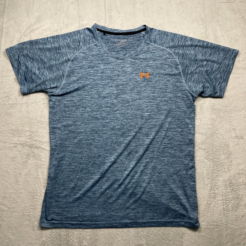 Under Armour Athletic Shirt Mens XL Blue Space Dye HeatGear Loose Fit Tee